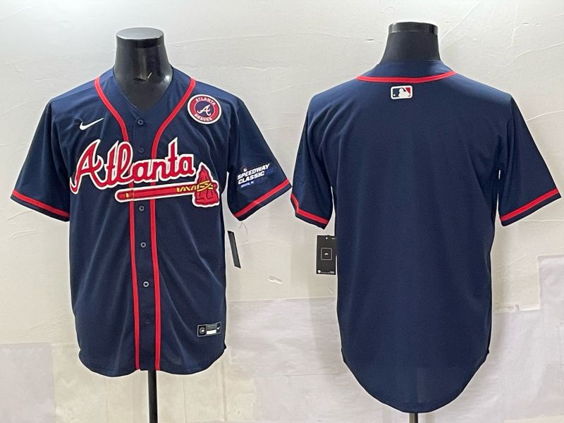 Men Atlanta Braves Blank Drak Blue joint name Nike 2025 MLB Jersey style 02